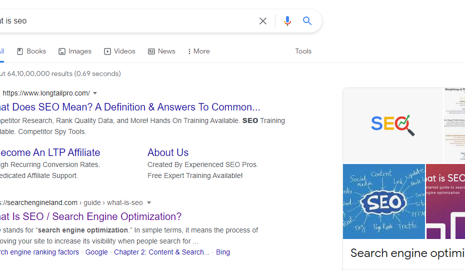 Example of informational keyword, what is seo?