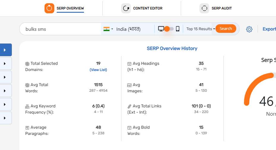 SERP Overview history