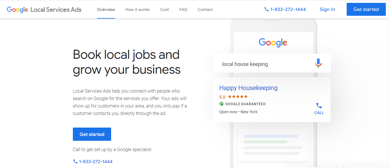 google local service ads sign up window