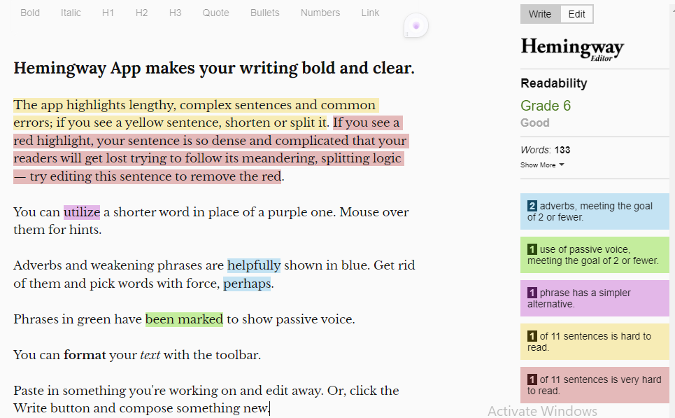 hemingway content audit