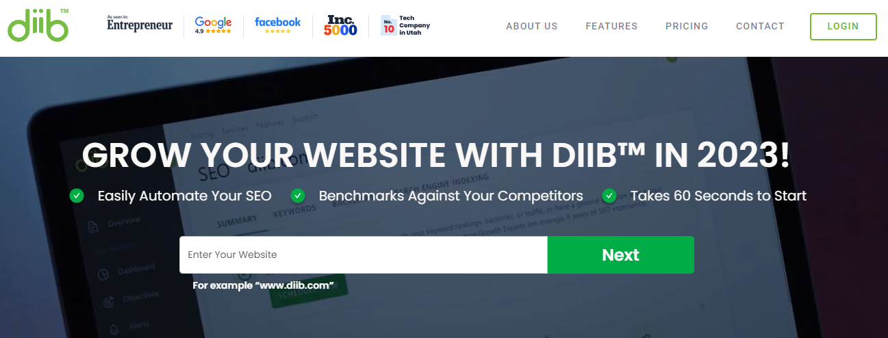 Diib AI SEO tool