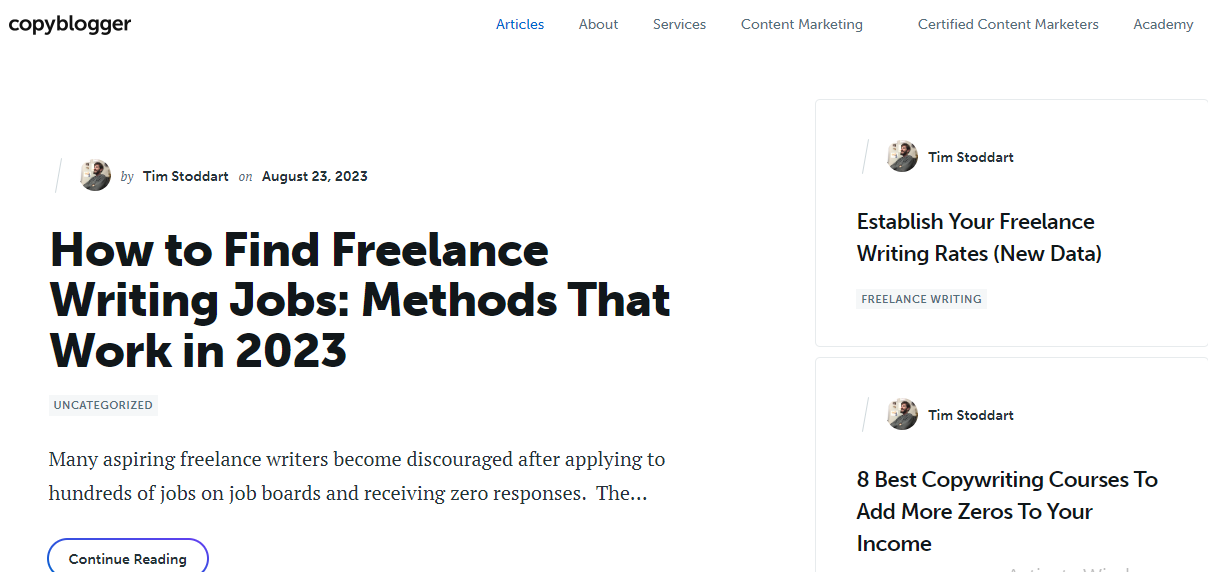 example of blog design with white space