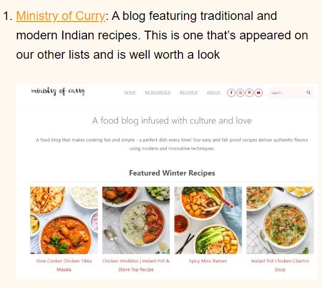 example of the blog content design