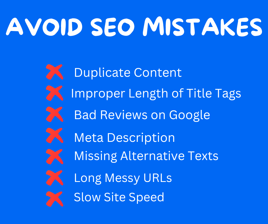 AVOID SEO MISTAKES, common SEO mistakes by startups