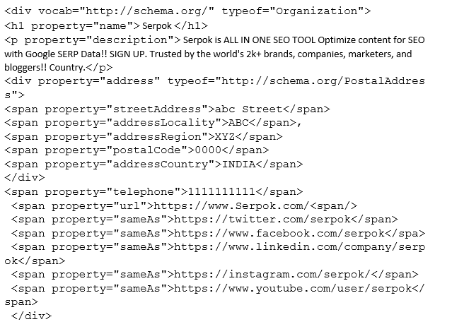 RDFa organization schema method (example)