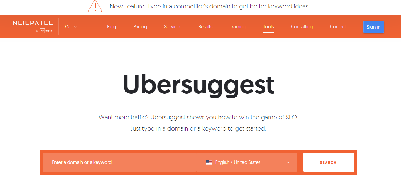 UBERSUGGEST LONGTAIL KEYWORD RESEARCH TOOL