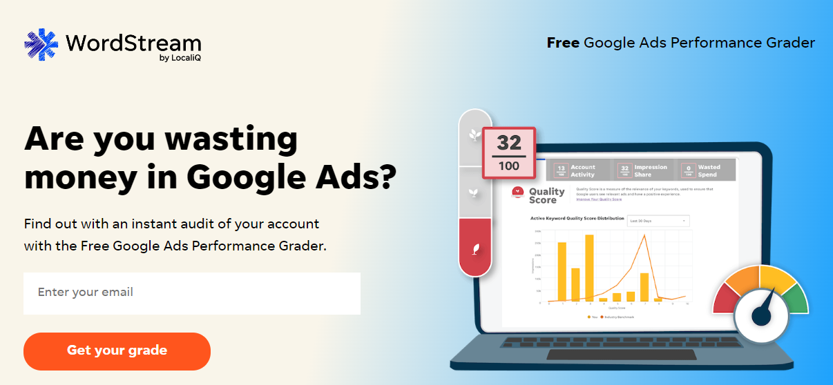 WordStream Google ads performance grader