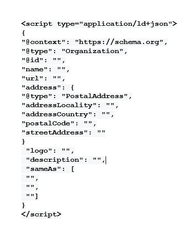 organization schema markup template for JSON-LD method