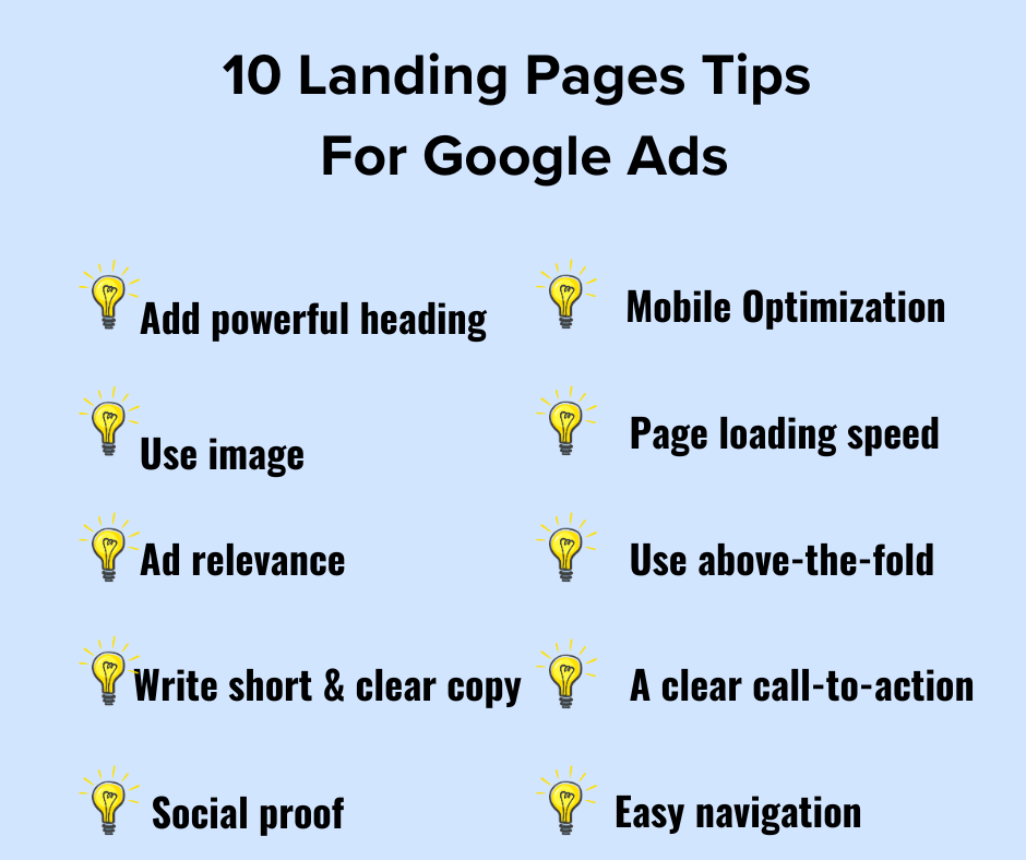 10 Landing Pages Tips For Google Ads