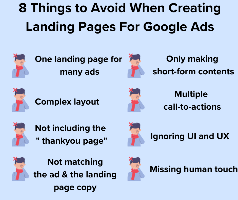 8 Things to Avoid When Creating Landing Pages For Google Ads