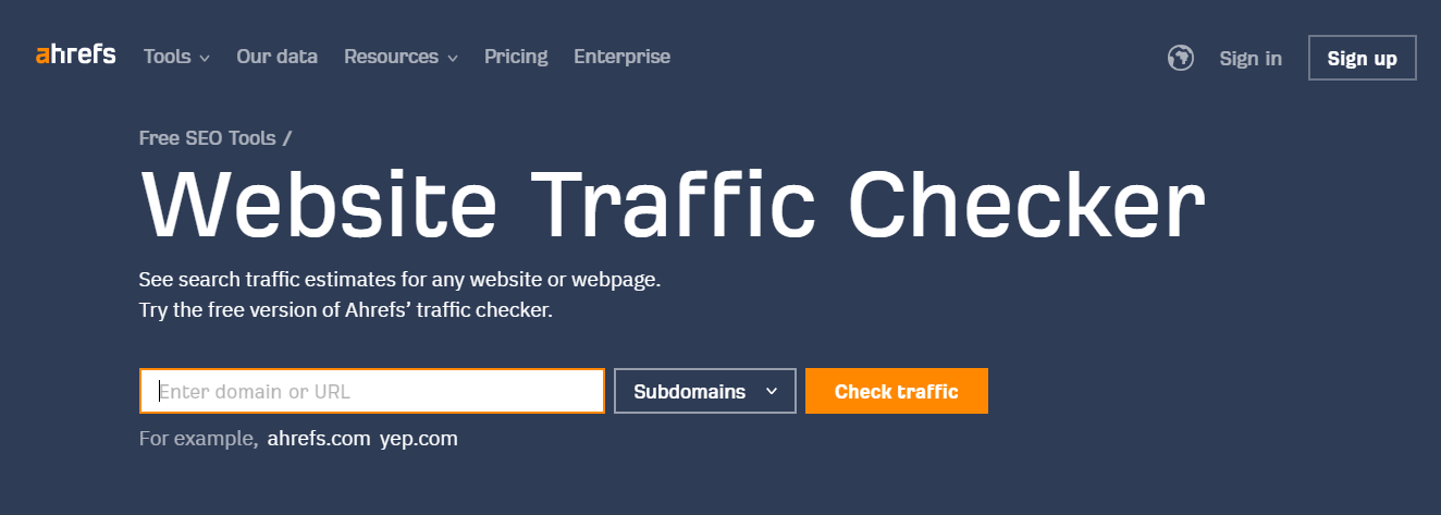 Ahrefs website traffic analyzer