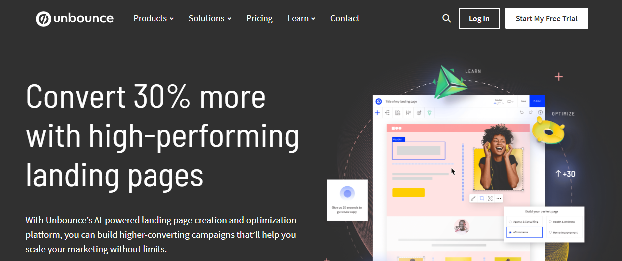 unbounce landing page customization tool