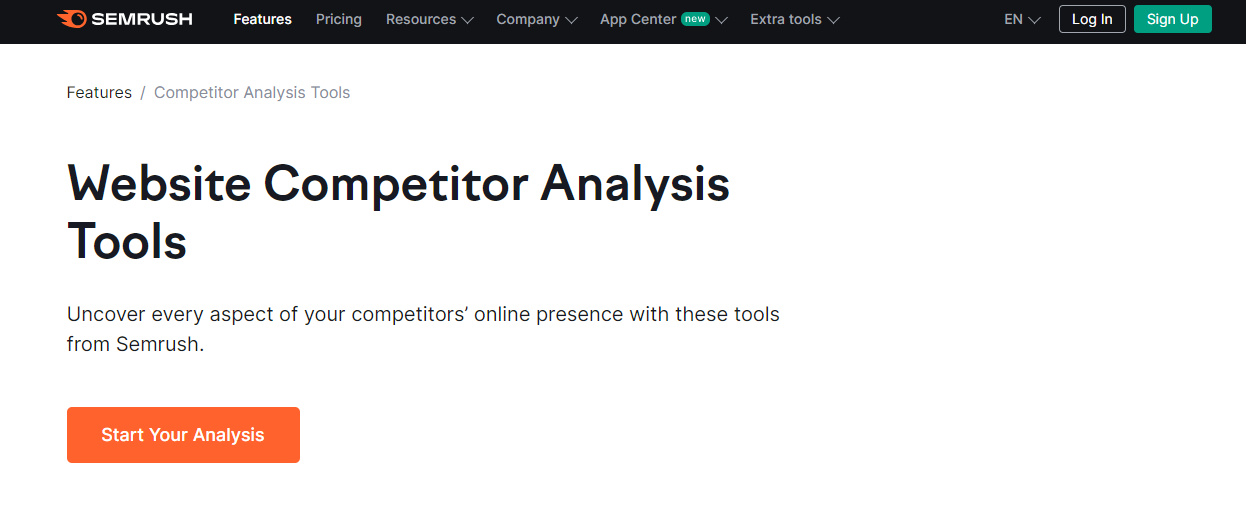 SEMrush tool for tracking competitor website traffic