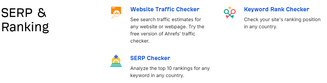 Ahrefs free SERP ranking tool kit for SEO