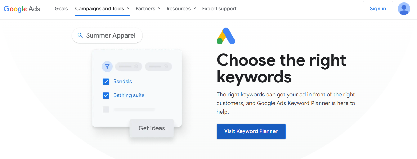 Google keyword planner