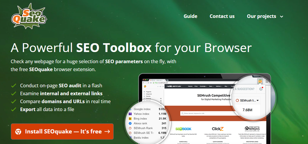 SEOquake chrome extension 2024]